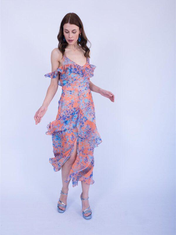 FLORAL BREEZE RUFFLE DRESS