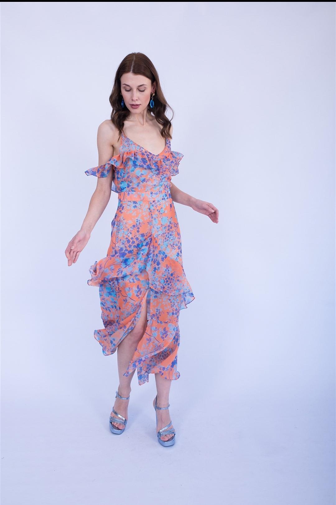 FLORAL BREEZE RUFFLE DRESS