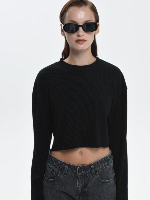 Gio rib 100% cotton black sweater