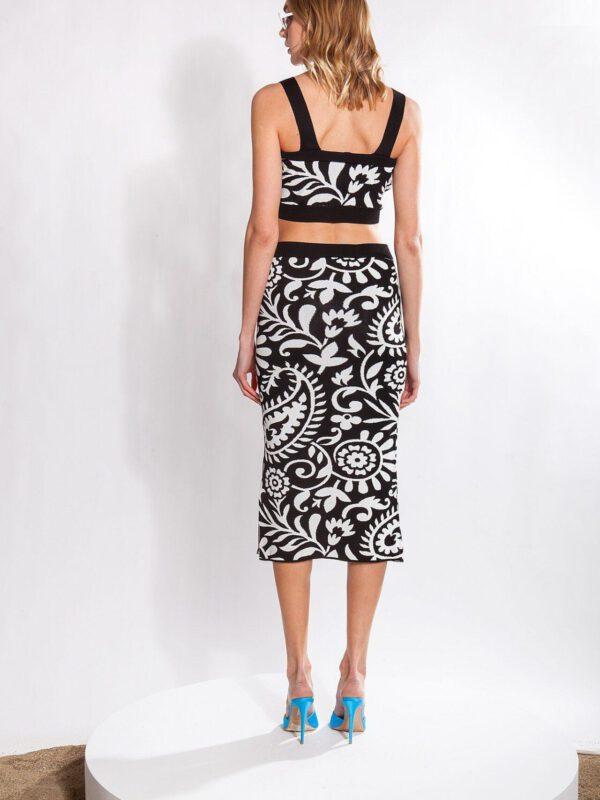 Amina Black & White Knit Crop Top
