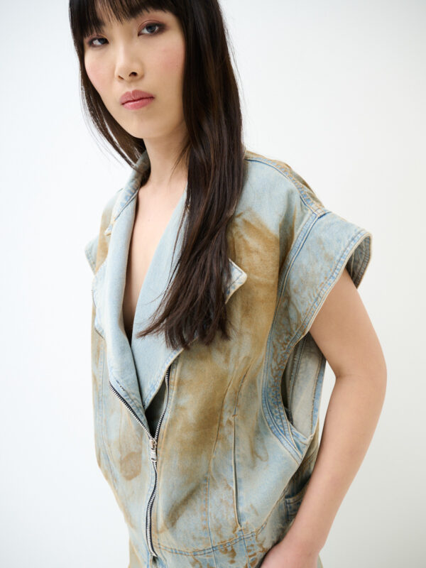 DUST FADE DENIM VEST JACKET